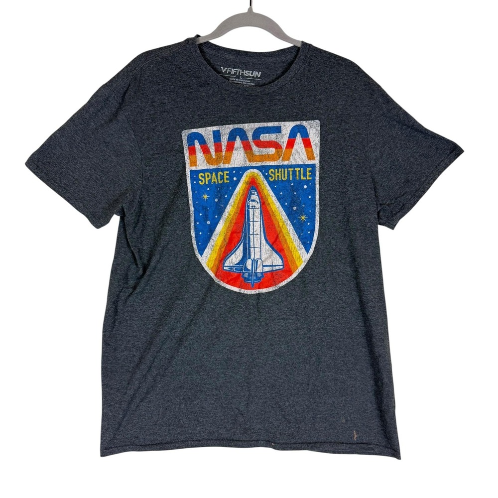Fifth Sun NASA Space Shuttle Shirt Mens Large Gray Retro Space Graphic Tee